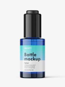 Auto loading dropper bottle mockup / blue