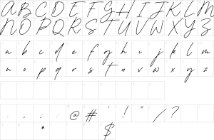 Mapa de caracteres da fonte Autographer Font