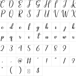 Mapa de caracteres da fonte Autography Font