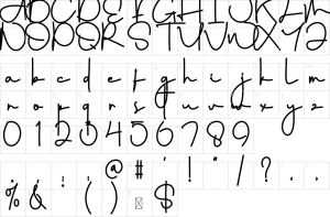 Mapa de caracteres da fonte Autography Font