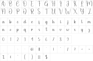 Mapa de caracteres da fonte Autography Font