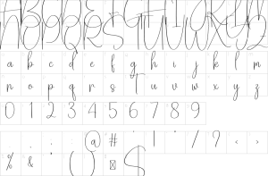 Mapa de caracteres da fonte Autography Font