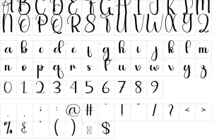 Mapa de caracteres da fonte Autography Font
