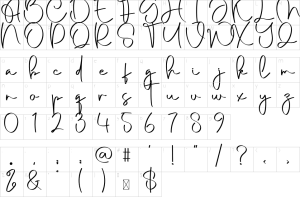 Mapa de caracteres da fonte Autography Font