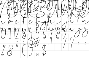 Mapa de caracteres da fonte Autography Font