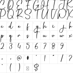 Mapa de caracteres da fonte Autography Font