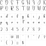 Mapa de caracteres da fonte Autography Font