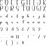 Mapa de caracteres da fonte Autography Font
