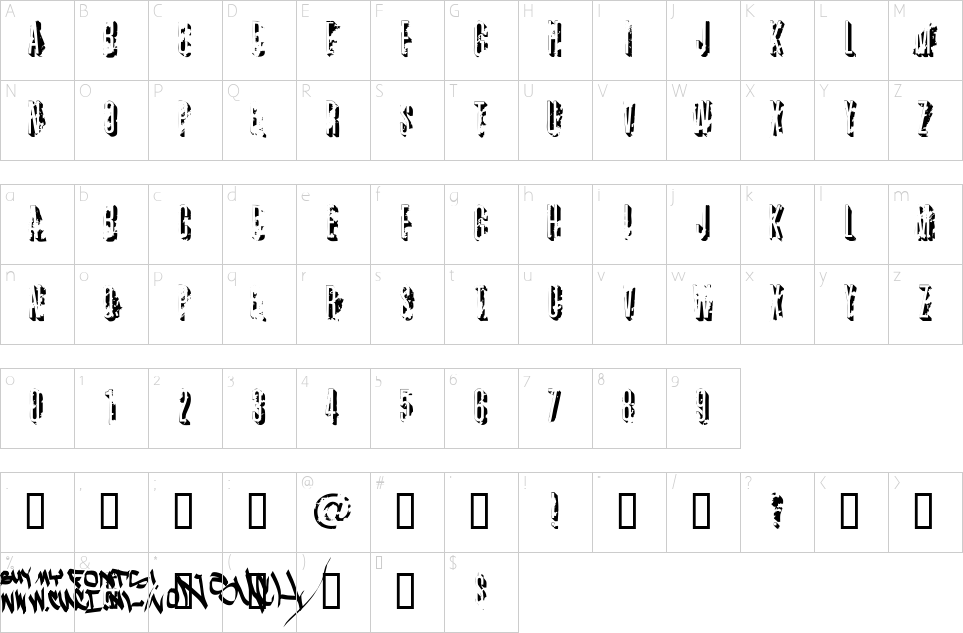 Mapa de caracteres da fonte Autonomes Zentrum Font