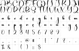 Mapa de caracteres da fonte Autumn Font