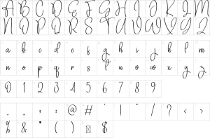 Mapa de caracteres da fonte Autumn Signature Font