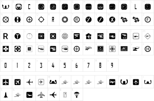 Mapa de caracteres da fonte Aviation Font