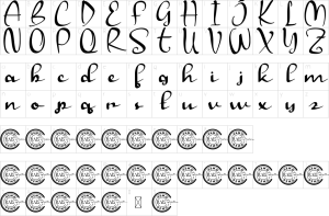 Mapa de caracteres da fonte Away Stress Font