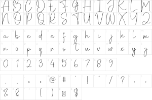 Mapa de caracteres da fonte Awesome Signature Font