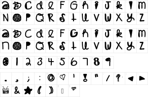 Mapa de caracteres da fonte Babaganoosh Font