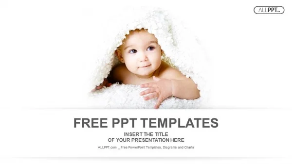 Baby is hiding under the white blanket PowerPoint Templates