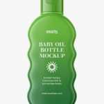 Baby oil bottle mockup / glossy