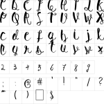 Mapa de caracteres da fonte Baley Sun Font