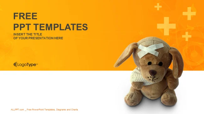 Bandaged Teddy Bear-Medical PPT Templates
