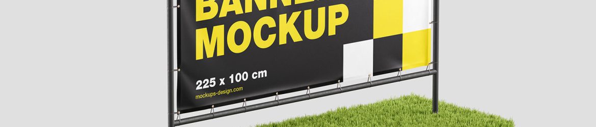 Banner on the grass mockup - Instant Download