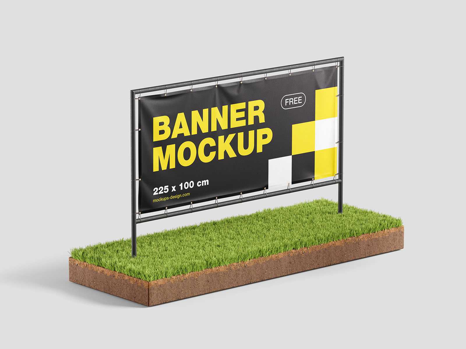 Banner on the grass mockup - Instant Download