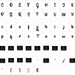 Mapa de caracteres da fonte Basting Font