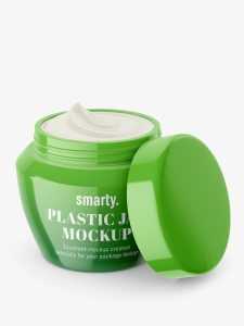 Beauty jar mockup / half opened