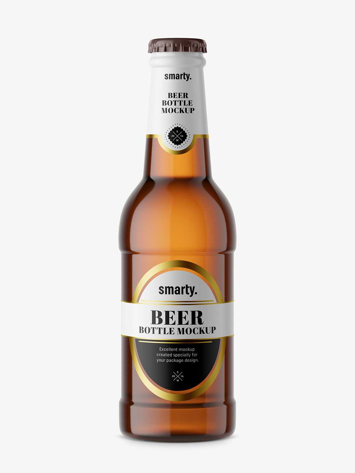 Beer bottle mockup / brown