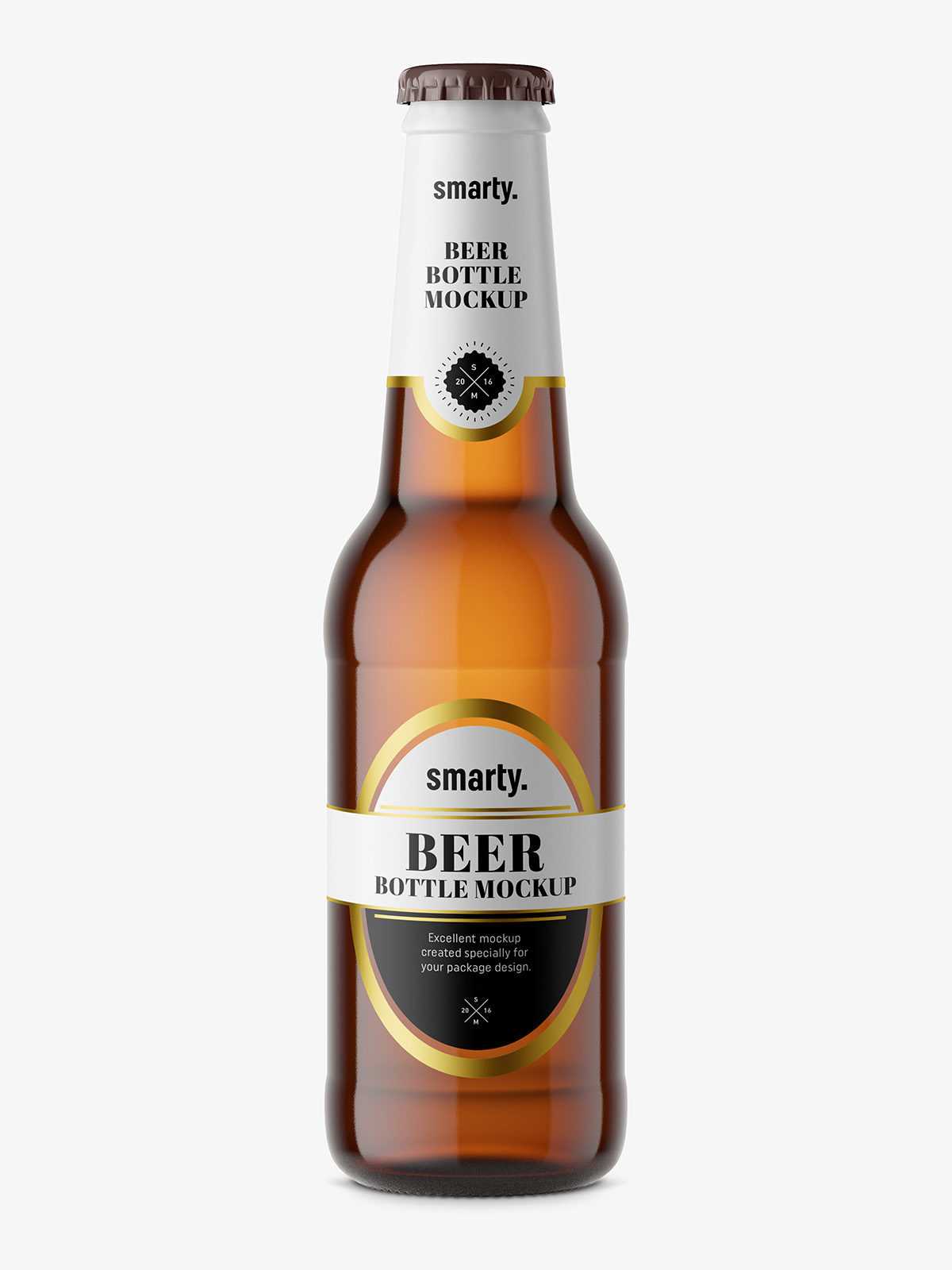 Beer bottle mockup / brown