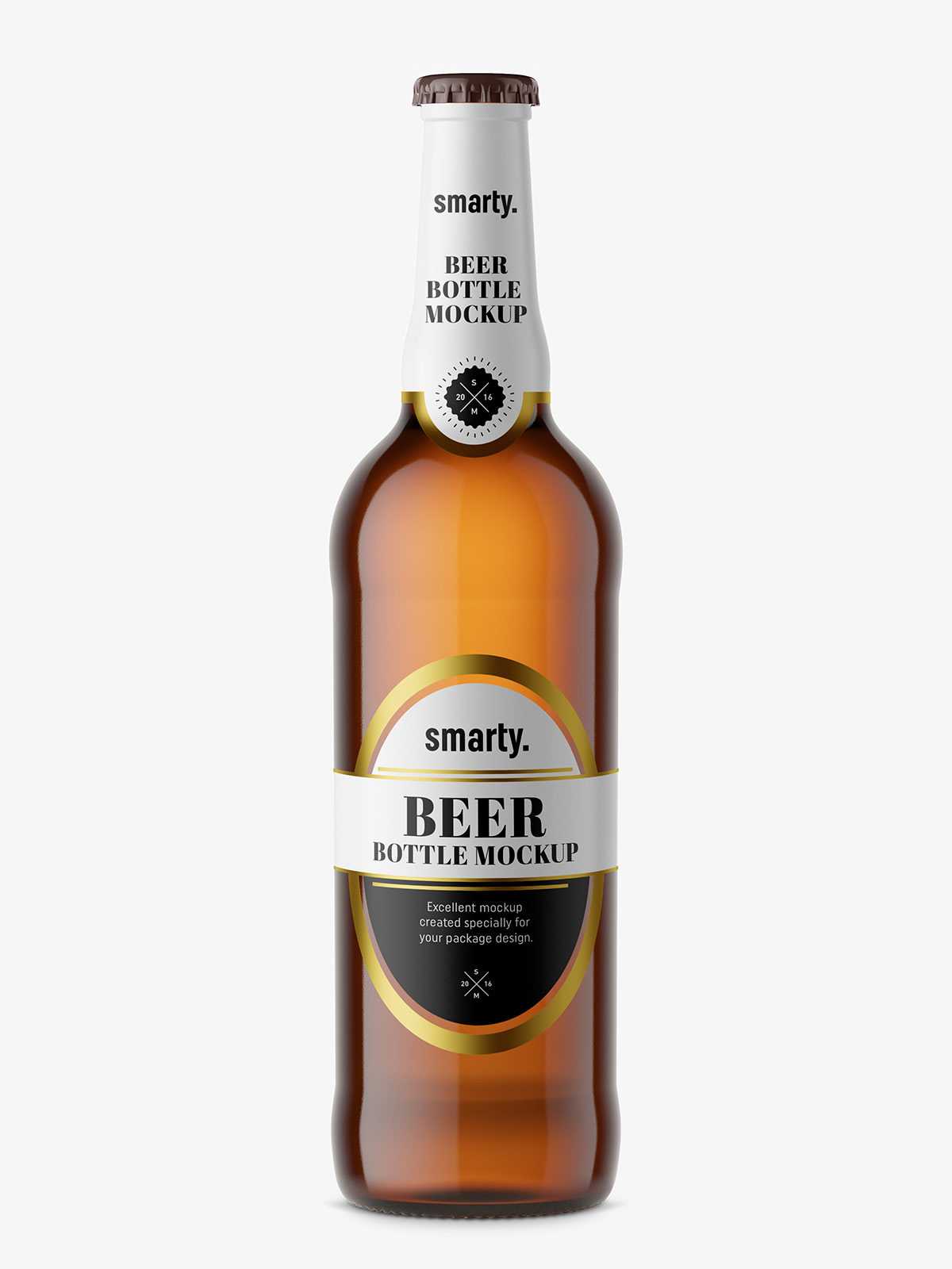 Beer bottle mockup / brown