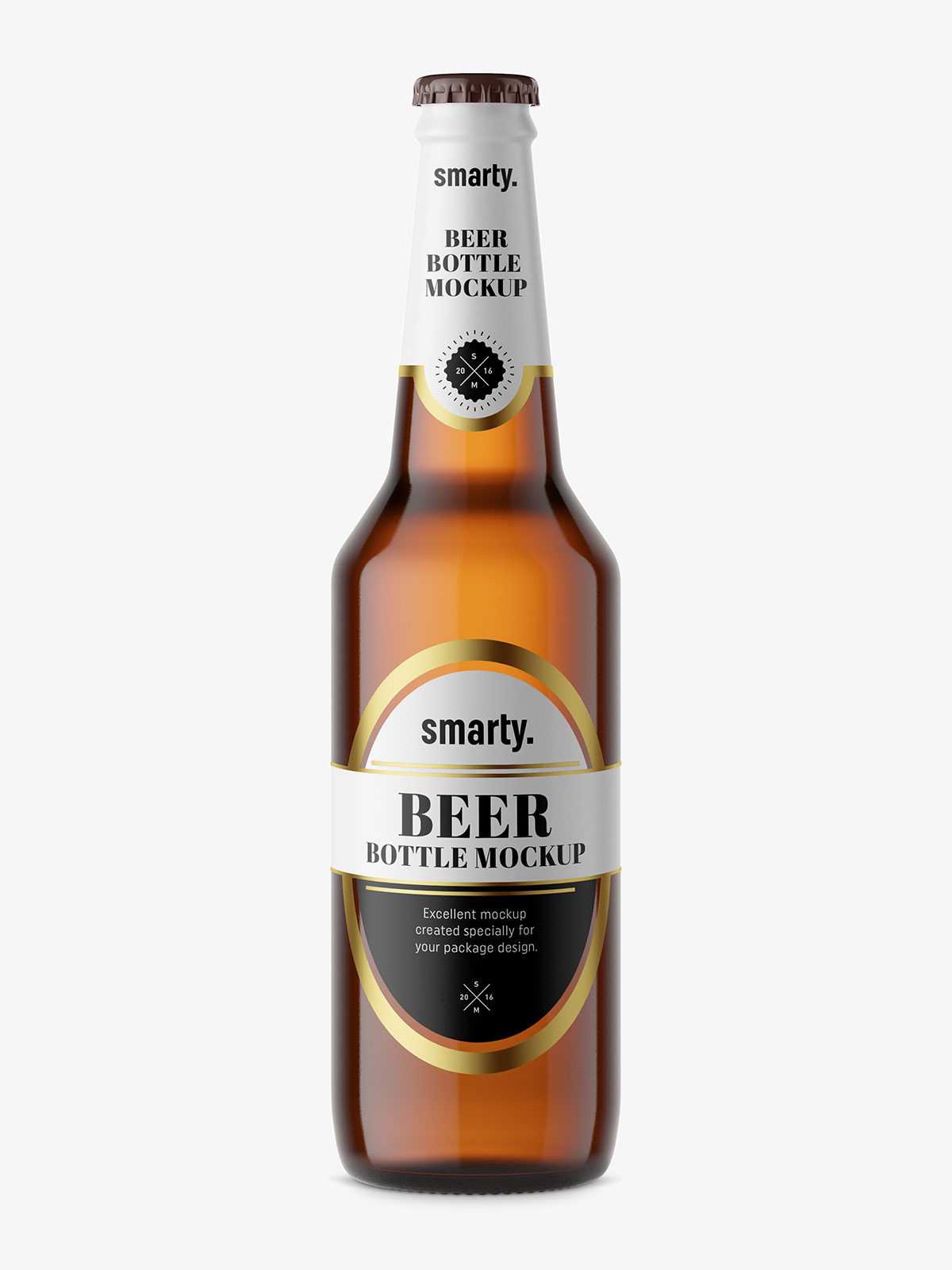 Beer bottle mockup / brown