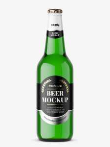 Beer bottle mockup / green