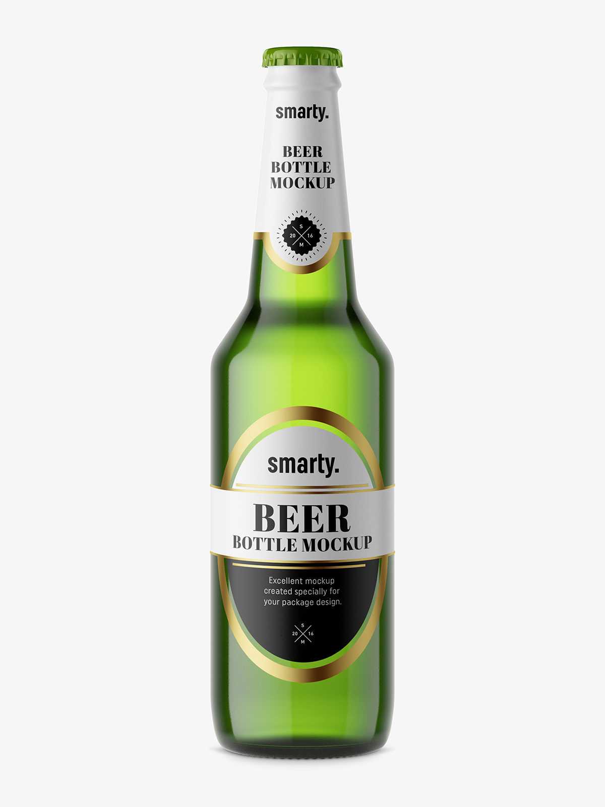 Beer bottle mockup / green