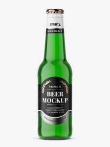 Beer bottle mockup / green