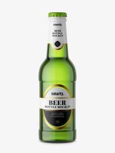 Beer bottle mockup / green