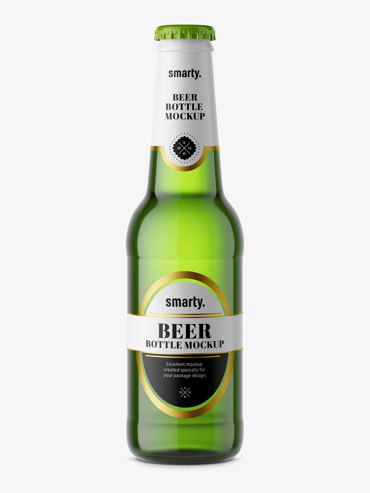 Beer bottle mockup / green