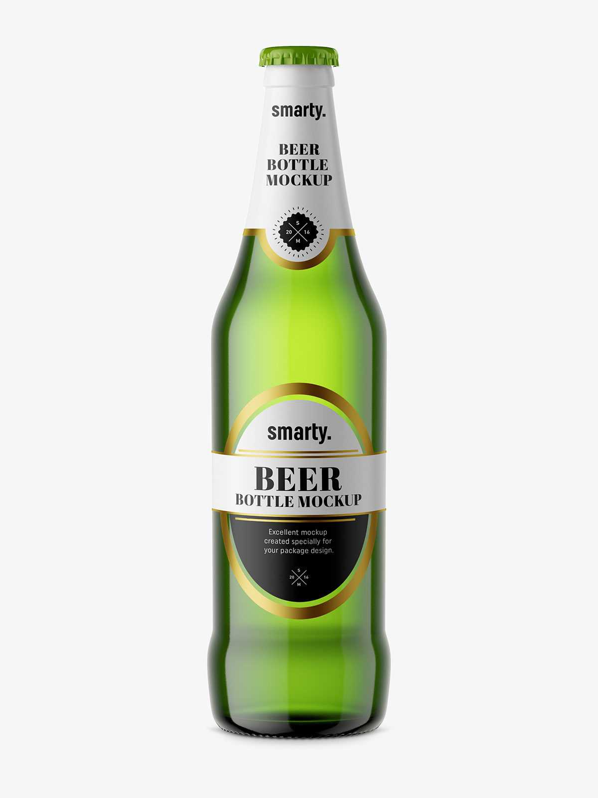 Beer bottle mockup / green