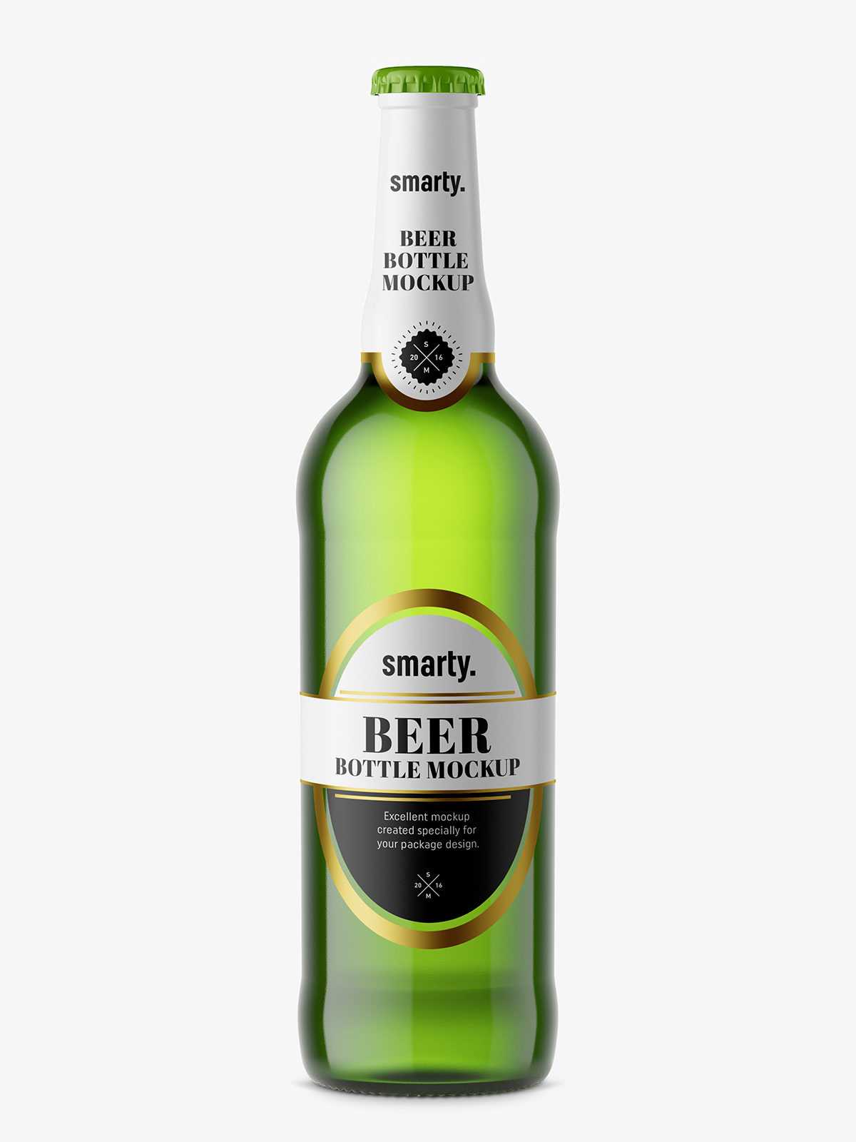 Beer bottle mockup / green