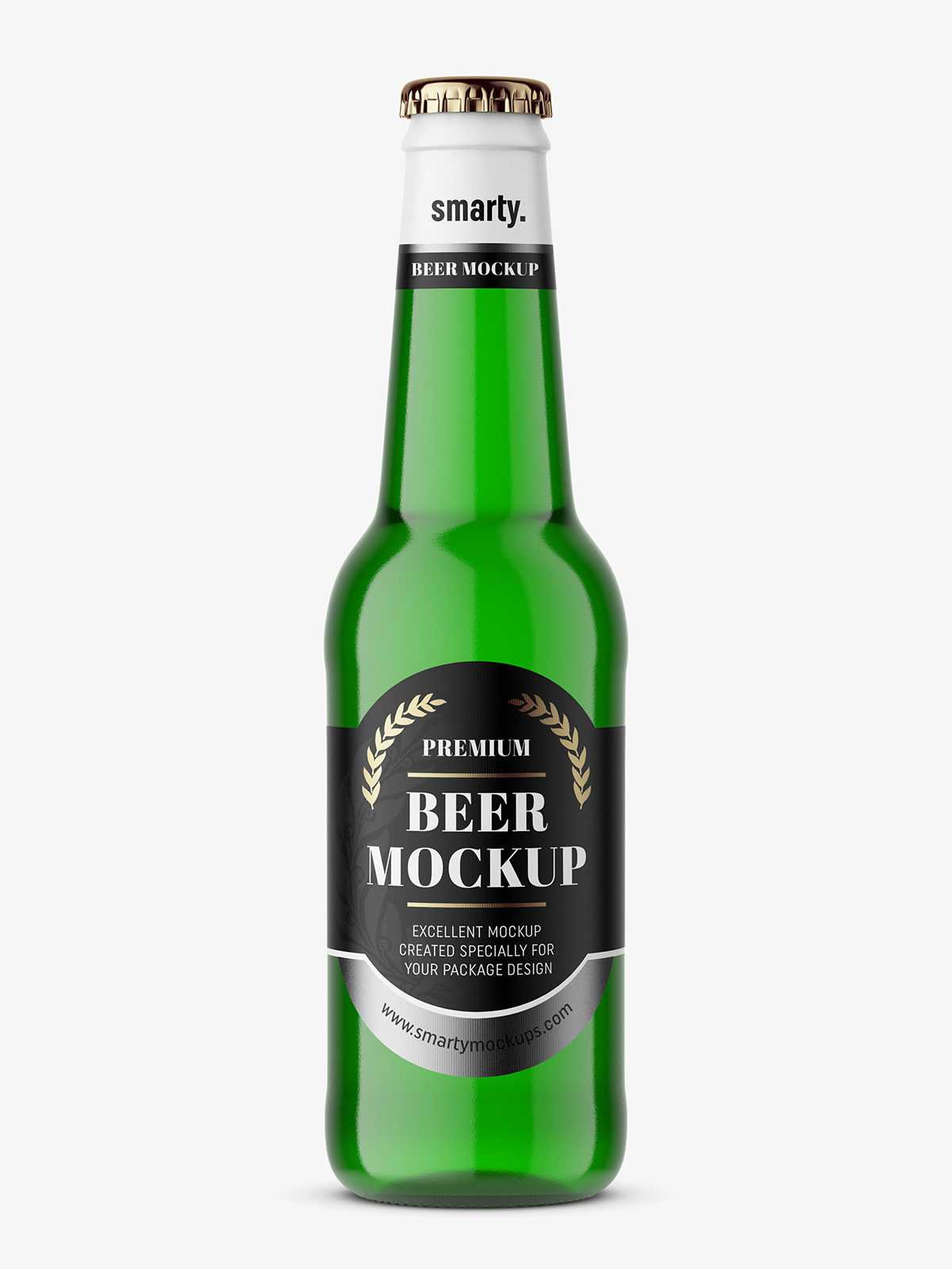 Beer bottle mockup / green
