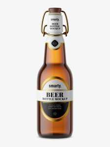 Beer bottle mockup with swing top / brown