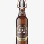 Beer bottle with swing top cap mockup