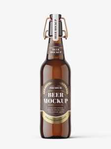 Beer bottle with swing top cap mockup