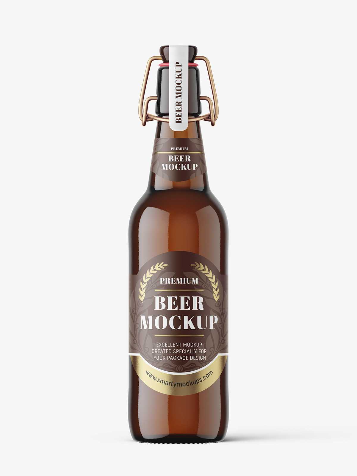 Beer bottle with swing top cap mockup