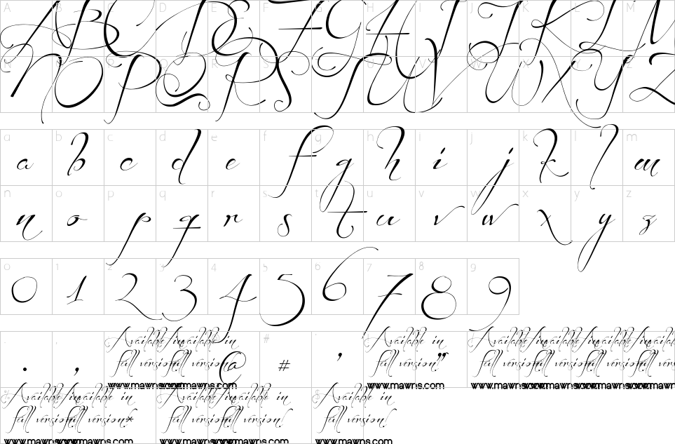 Mapa de caracteres da fonte Before The Rain Font