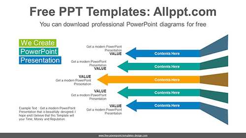 Bend arrows flow PowerPoint Diagram Template