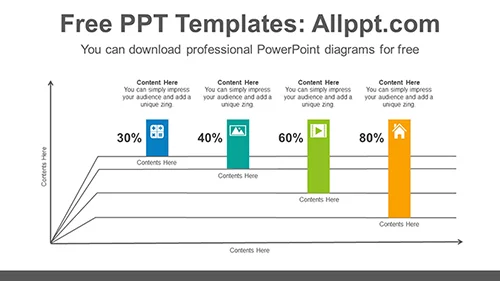 Bent line bar chart PowerPoint Diagram Template