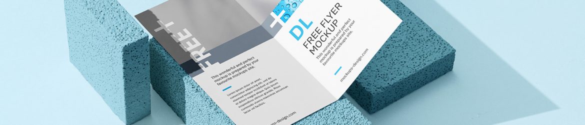 Bi fold DL flyer on a stone mockup - Instant Download