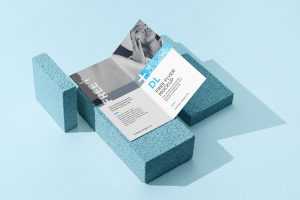 Bi fold DL flyer on a stone mockup - Instant Download