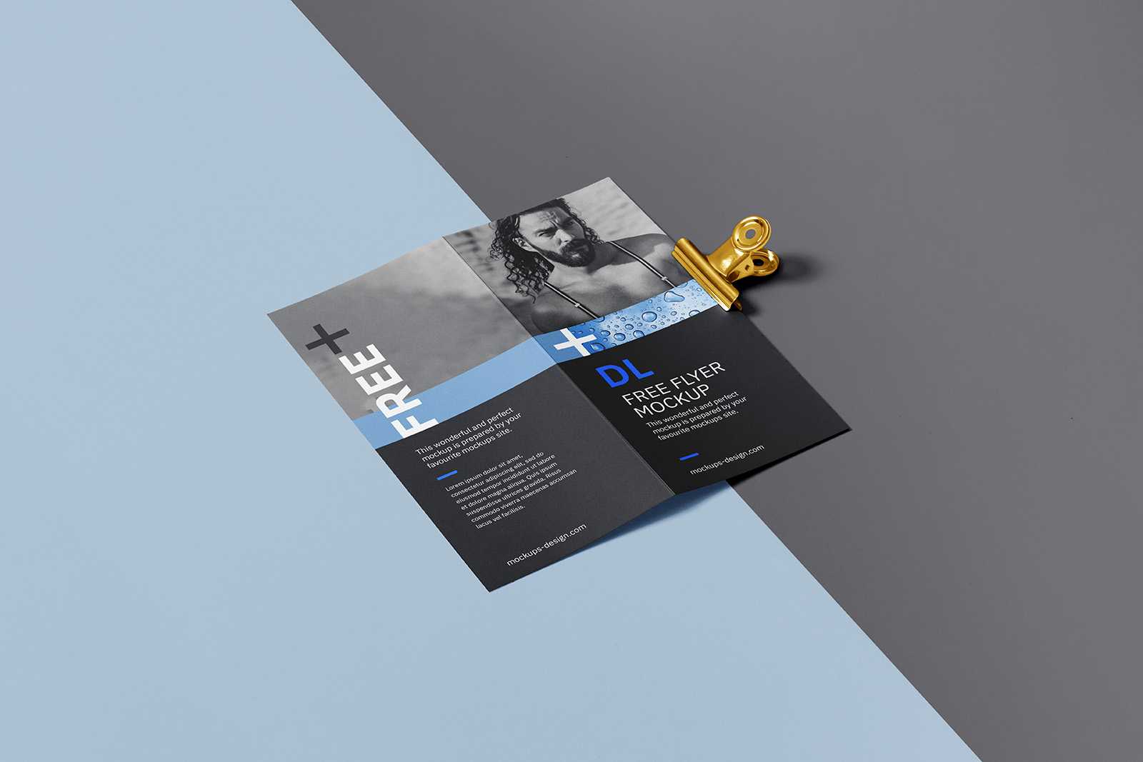 Bi fold DL flyer with a clip mockup - Instant Download