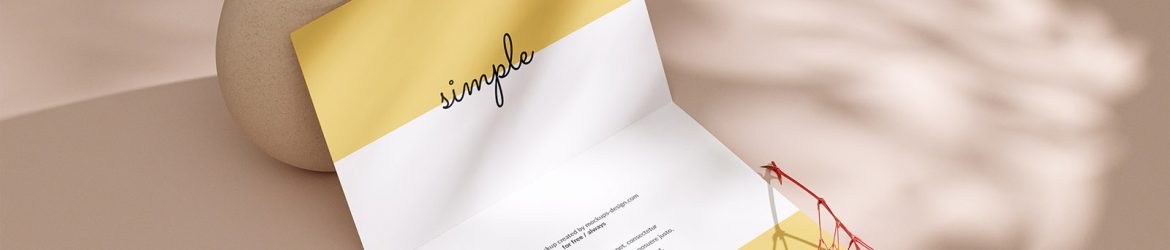 Bi fold flyer with a flowerpot mockup